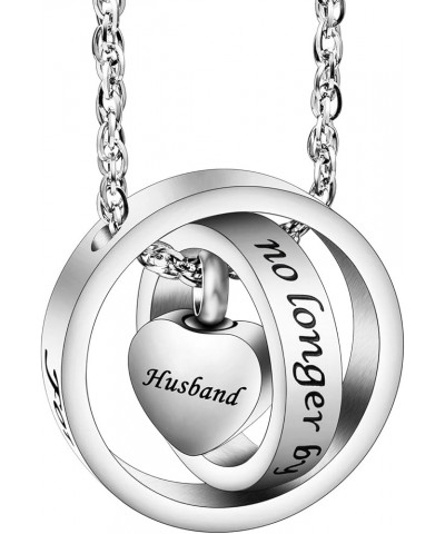 Urn Necklace for Ashes No Longer by My Side, Forever in My Heart Carved Locket Cremated Ashes Necklace Silver-Husband $11.79 ...