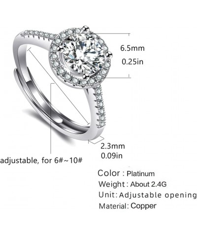 Statement Ring for Women Adjustable White Cubic Zirconia Engagement Wedding Band Rings Eternity Ring 6-10 Clear $9.68 Rings