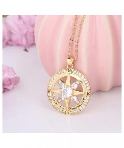 Mothers Day Gifts Compass Necklace: S925 Sterling Silver Engraved "I'd Be Lost Without You” Gold Disc Pendant Necklaces Weddi...