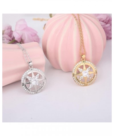 Mothers Day Gifts Compass Necklace: S925 Sterling Silver Engraved "I'd Be Lost Without You” Gold Disc Pendant Necklaces Weddi...