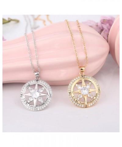 Mothers Day Gifts Compass Necklace: S925 Sterling Silver Engraved "I'd Be Lost Without You” Gold Disc Pendant Necklaces Weddi...