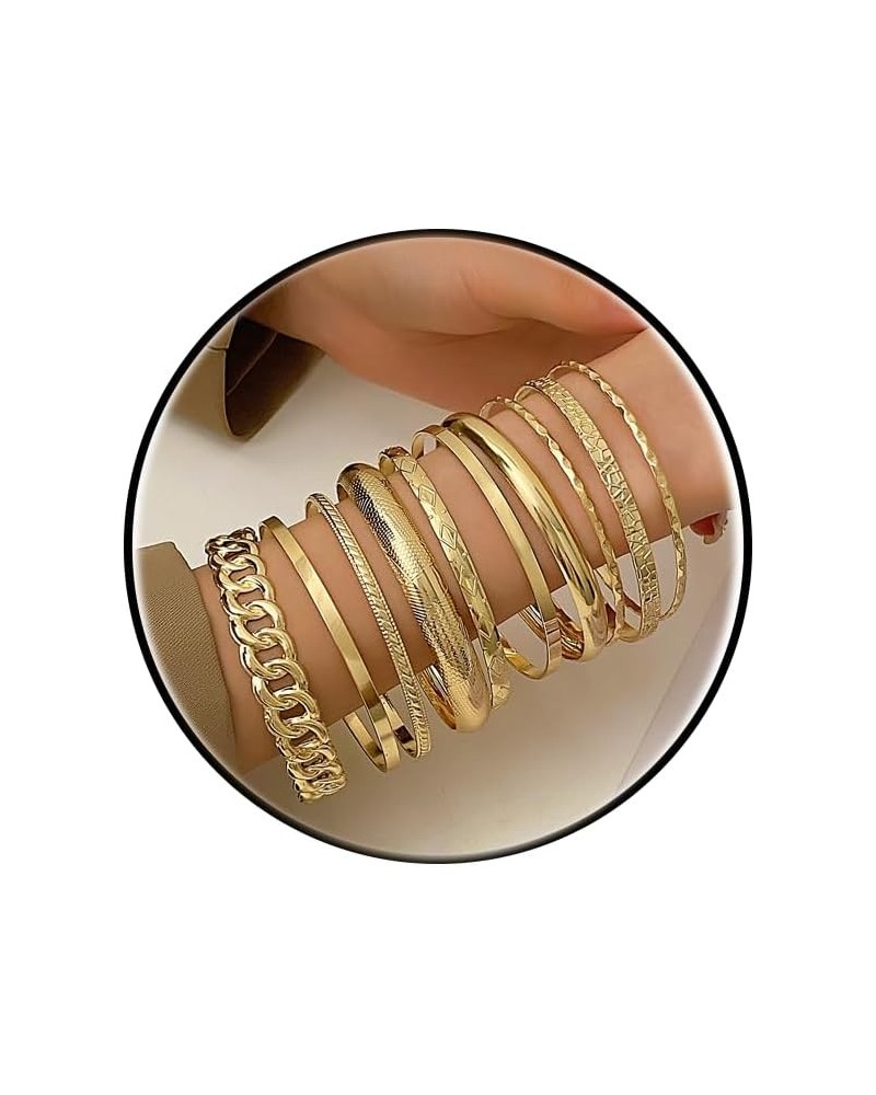 10pcs Gold Bangle Bracelets for Women Silver Bangles Indian Costume Jewelry Fashion Disco Bangle Bracelets for Girls Gold Bra...