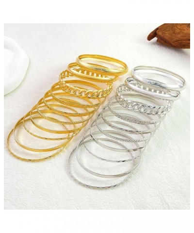 10pcs Gold Bangle Bracelets for Women Silver Bangles Indian Costume Jewelry Fashion Disco Bangle Bracelets for Girls Gold Bra...