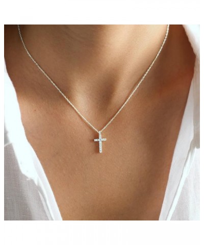 Dainty Cross Necklace for Women 14K Gold Plated Cross Pendant Necklaces Tiny Sideways Cross CZ Diamond Nekclace Delicate Ever...