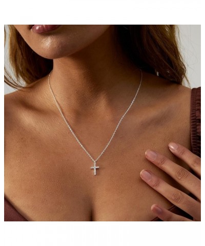 Dainty Cross Necklace for Women 14K Gold Plated Cross Pendant Necklaces Tiny Sideways Cross CZ Diamond Nekclace Delicate Ever...