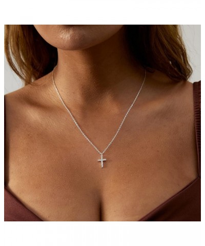 Dainty Cross Necklace for Women 14K Gold Plated Cross Pendant Necklaces Tiny Sideways Cross CZ Diamond Nekclace Delicate Ever...