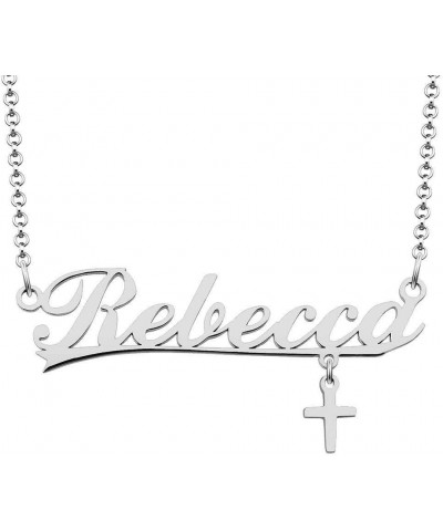 Custom Stainless Steel Pendant Customized Plate Silver Personalized Name Necklace Rebecca $10.31 Necklaces