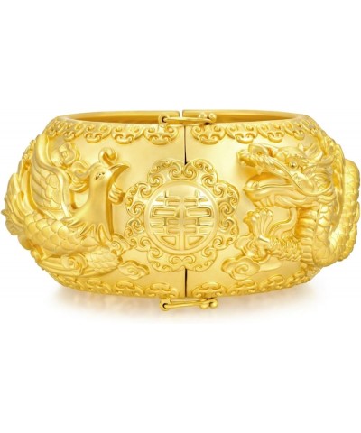 999.9 24K Solid Gold Price-by-Weight Gold Dragon & Phoenix Bangle for Women and Wedding Occasion 93252K Approx. 0.85tael (~31...