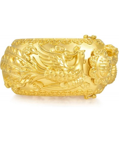 999.9 24K Solid Gold Price-by-Weight Gold Dragon & Phoenix Bangle for Women and Wedding Occasion 93252K Approx. 0.85tael (~31...