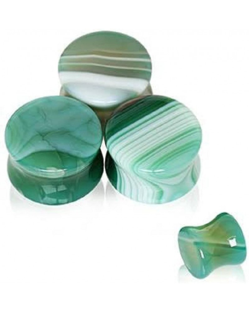 Natural Green Agate Stone Saddle WildKlass Plug 6GA $9.71 Body Jewelry