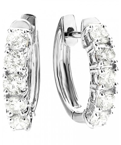 1-5 Carat Five Stone Diamond Hoop Huggie Earrings 14K Gold Luxury Collection White Gold 5.0 carats $604.32 Earrings