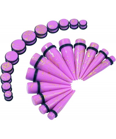 24PC Big Gauges Acrylic Tapers Kit Ear Stretching 00G-20mm Earrring Plug Tunnels Piercing Set Purple / Gold Thread $10.79 Bod...