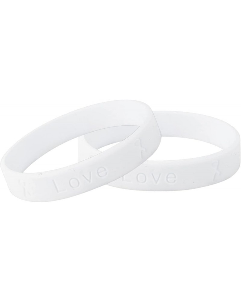 White Ribbon Silicone Bracelet - White Awareness Silicone Wristband for Lung Cancer Awareness, Bone Cancer, Adoption, Scolios...