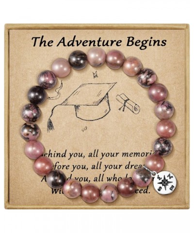 Teacher Appreciation Gifts for Women, Graduation Gift for Him Her, Natural Stone Bracelets, Class of 2024 The Adventure Begin...