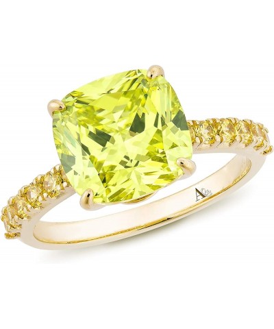 Womens Sterling Silver Elegant Cushion Cut Cubic Zirconia Gem Ring Green $20.50 Rings