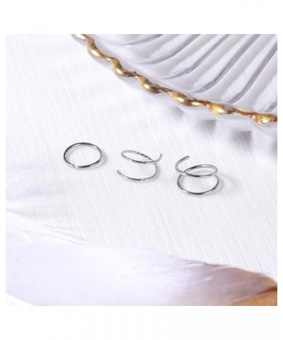 20G Nose Rings Studs, Surgical Steel Corkscrew Nose Ring L Shaped Nose Stud, CZ Heart Cross Nostril Bone Nose Piercing Jewelr...