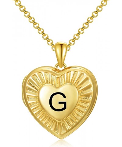 10K 14K 18K Solid Yellow Gold/Plated Gold Locket Radiation Initial Heart Locket Necklace That Holds Pictures Personalized Pho...