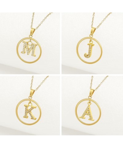 Dainty Initial Necklaces for Women, Trendy Letter Necklace with Zirconia, Round A-Z Pendant Choker Necklace, Monogram Name Ne...