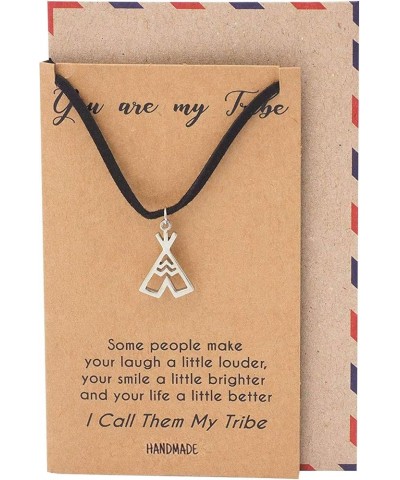 Quan Jewelry Teepee Pendant Choker Necklace, Gifts for Women, Tribes Jewelry, Gifts for Her, with Inspirational Quote on Gree...