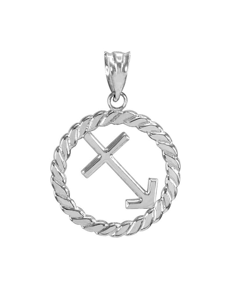 High Polish 10k Gold Roped Circle Zodiac Sign Charm Pendant 10k White Gold Personalized Sagittarius $72.19 Pendants