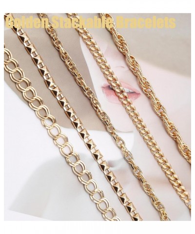 5Pcs Gold Chain Bracelets Set for Women 14K Gold/Silver Plated Link Chain Bracelets for Women Trendy Gold Stackable Bracelets...