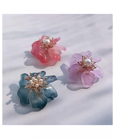 New Year Flower Brooch Pins for Women Girl Fashion Crystal/Colored Glaze Floral Blooming Lapel Pin Pearl Safety Pin Wedding P...