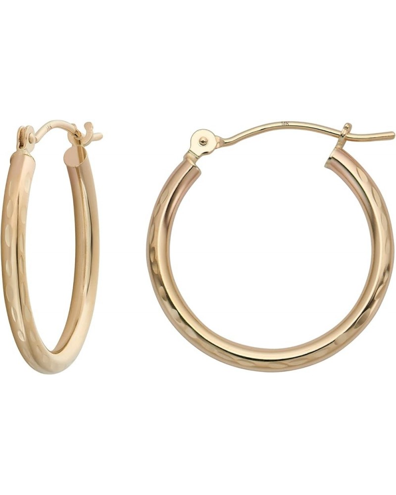 14k Diamond Cut Gold Hoop Earrings, 2-mm, Hypoallergenic, Round Click Top Closure Hoops for Pierced Ears 20mm $43.12 Earrings