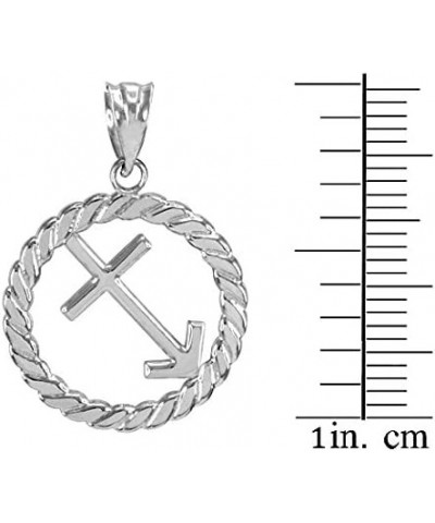 High Polish 10k Gold Roped Circle Zodiac Sign Charm Pendant 10k White Gold Personalized Sagittarius $72.19 Pendants