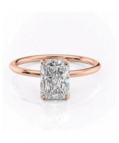 10K 14K 18K Solid Gold Moissanite Rings for Women, Radiant Cut 1/1.5/2/2.5/3 Carat Center Moissanite Wedding Engagement Ring ...