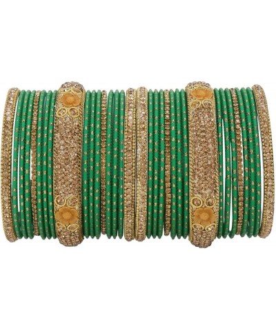 Indian Bangle Set Rhinestone CZ Crystal Wedding Bridal Metal Bangle Bracelets Jewelry Green 2-6 $17.39 Bracelets