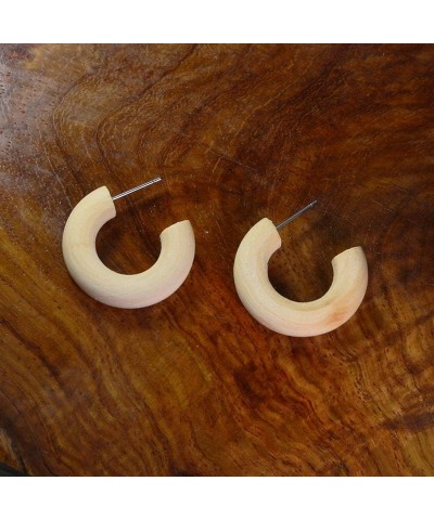 Open Hoop Natural Wood Stud Earrings for Women, Simple Wooden Jewelry, 1 inch Circle $7.81 Earrings