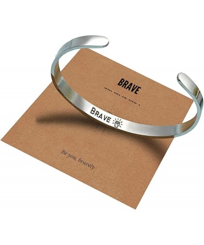 Stainless Steel Inspirational Morse Code Cuff Bangle Bracelets Message Card Gift for Her Women Girls Engraved Mantra Secret M...