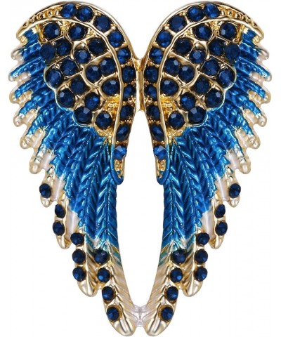 Women's Austrian Crystal Enamel Angel Wings Brooch Pin Blue Gold-Tone $11.79 Brooches & Pins