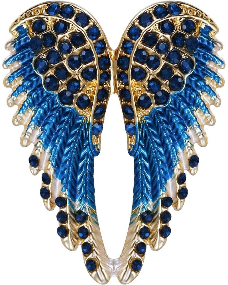 Women's Austrian Crystal Enamel Angel Wings Brooch Pin Blue Gold-Tone $11.79 Brooches & Pins