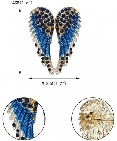 Women's Austrian Crystal Enamel Angel Wings Brooch Pin Blue Gold-Tone $11.79 Brooches & Pins