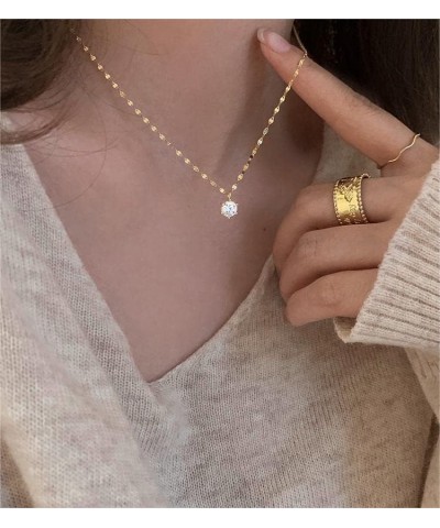 Gold Plated Necklace for Women Geometric Triangle Stick Long Pendant Three Layered Necklaces for Women E $8.39 Necklaces