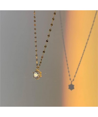 Gold Plated Necklace for Women Geometric Triangle Stick Long Pendant Three Layered Necklaces for Women E $8.39 Necklaces