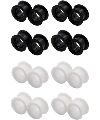 16PCS Black and White Silicone Gauges Plugs Double Flared Ear Tunnels Expander Stretchers Piercing Size 2g to 1 inch Thick Si...