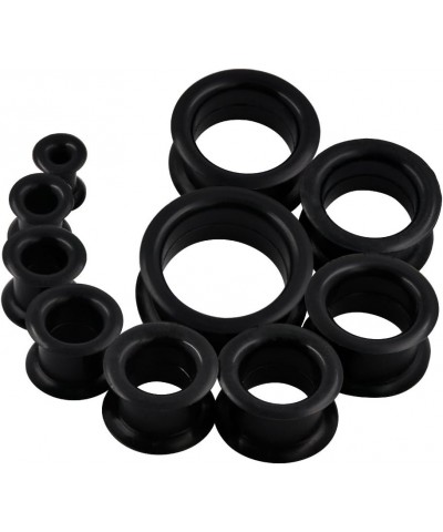 16PCS Black and White Silicone Gauges Plugs Double Flared Ear Tunnels Expander Stretchers Piercing Size 2g to 1 inch Thick Si...