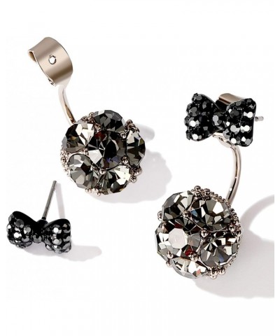 Sterling Silver POST Cluster Cubic Zirconia Stud Earrings for women (Black) $11.96 Earrings