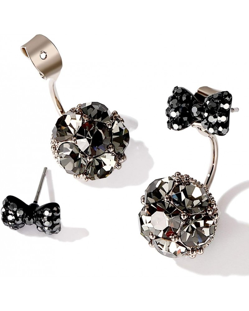 Sterling Silver POST Cluster Cubic Zirconia Stud Earrings for women (Black) $11.96 Earrings