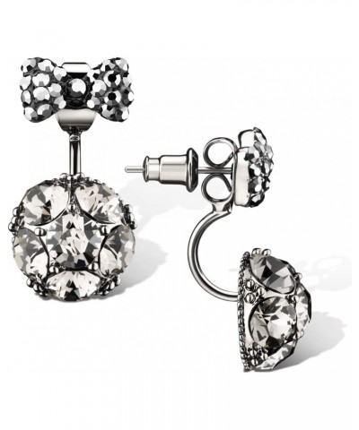 Sterling Silver POST Cluster Cubic Zirconia Stud Earrings for women (Black) $11.96 Earrings