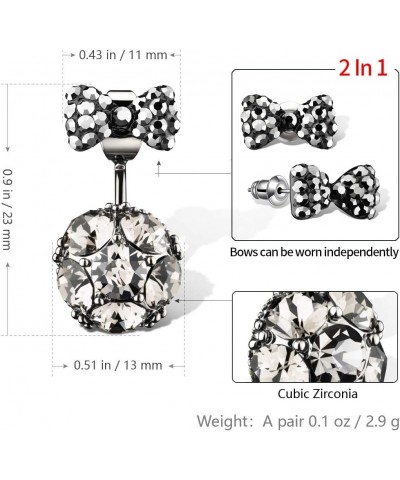 Sterling Silver POST Cluster Cubic Zirconia Stud Earrings for women (Black) $11.96 Earrings