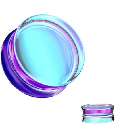 Aurora Borealis Double Saddle Glass Ear Gauges 10MM - 00 GAUGE Purple AB $8.63 Body Jewelry