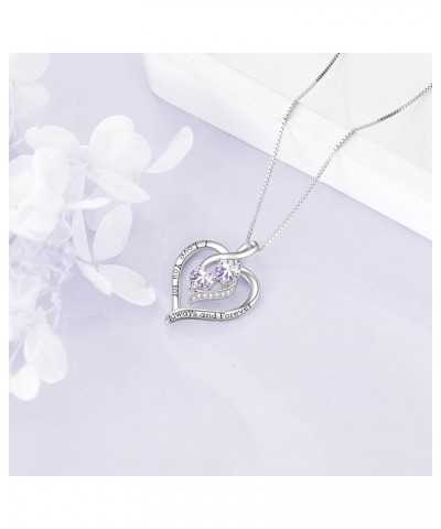 Forever Love Heart Birthstone Necklaces for Women 925 Sterling Silver Women Pendant Necklace, Mother's Day Birthday Anniversa...