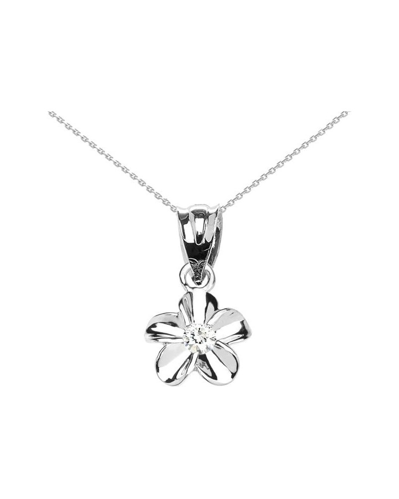 Flower Collection Delicate 14k White Gold Hawaiian Plumeria White CZ Charm Pendant Necklace 22.0 Inches $109.19 Necklaces