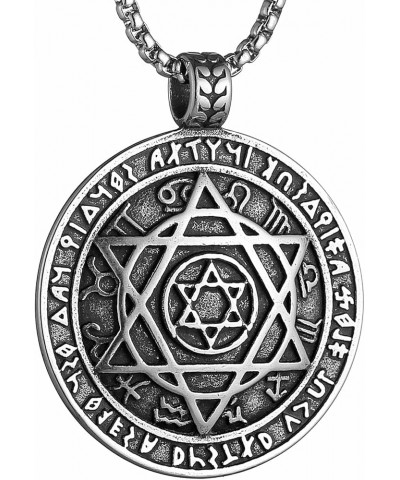 Norse Viking Amulet Necklace,All Seeing Eye Celtic Triquetra Shield Six-pointed Star Pendant Necklace Silver-6 $10.07 Necklaces