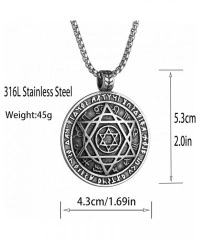 Norse Viking Amulet Necklace,All Seeing Eye Celtic Triquetra Shield Six-pointed Star Pendant Necklace Silver-6 $10.07 Necklaces