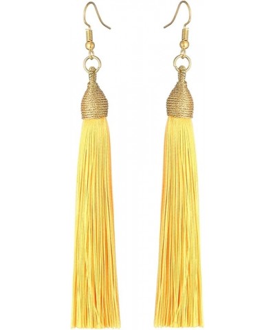 Boho Thread Long Tassel Dangle Drop Colorful Fringe Earrings Silk Fabric Ethnic Vintage Charms Eardrop Shining Yellow $11.15 ...