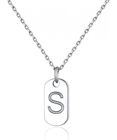 Solid Silver Initial Necklace with S925 Stamp, 26 Alphabets Tiny Dog Tag for Women/Men, Send Gift Box S $8.09 Necklaces